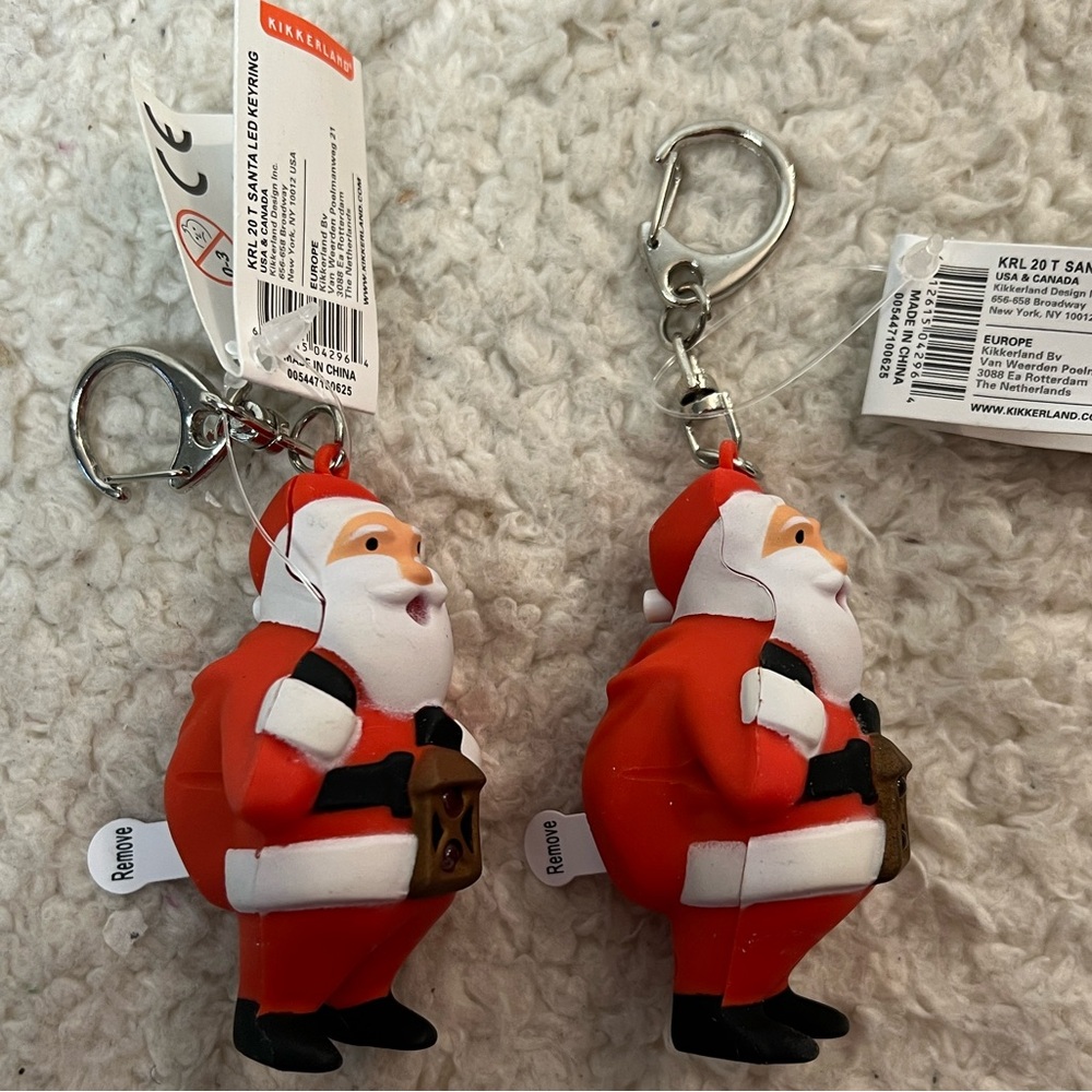 Kikkerland "Ho Ho Ho" Santa Claus Keychain Set of 2